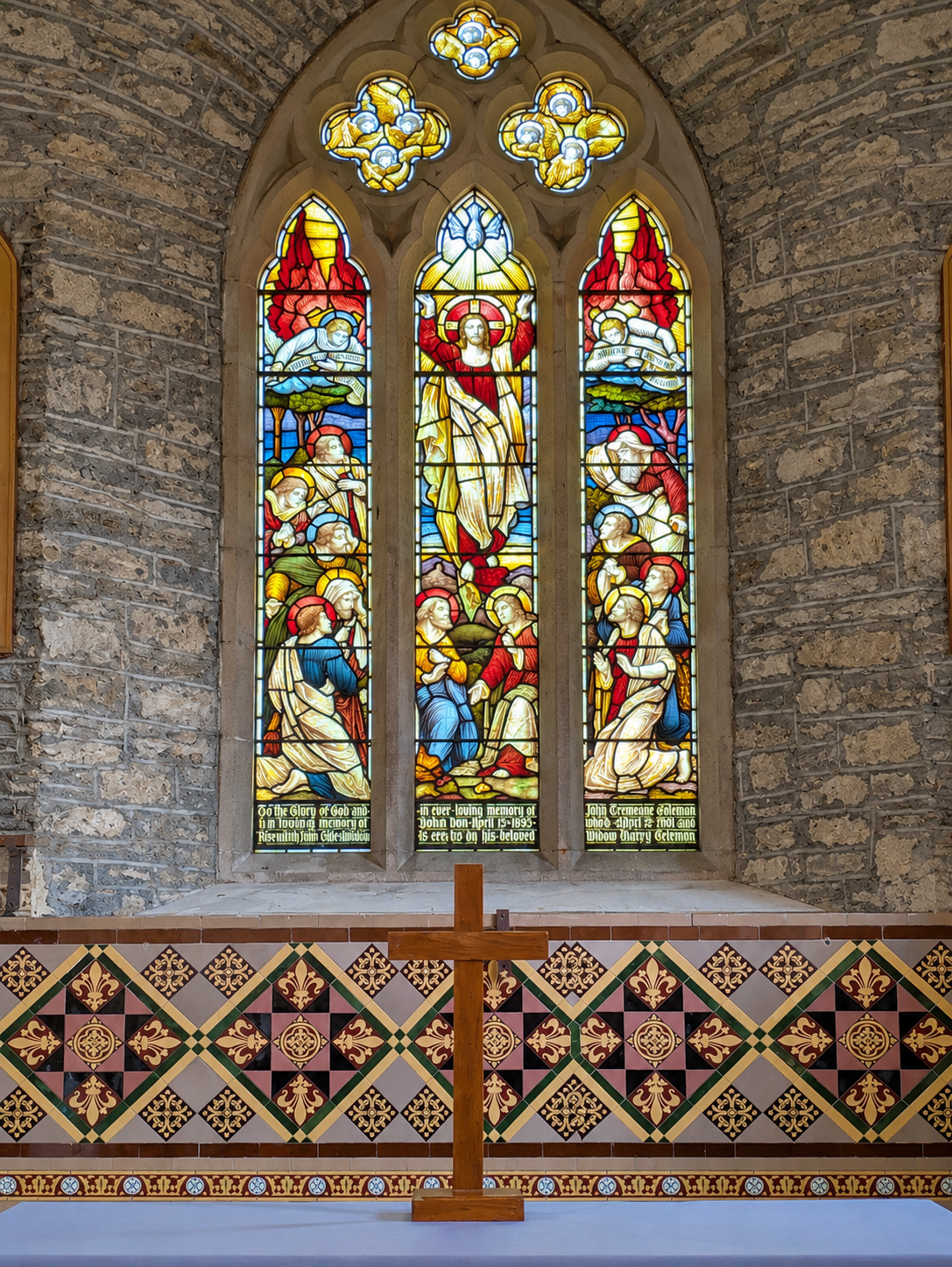 A stained-glass window at Marystowe.