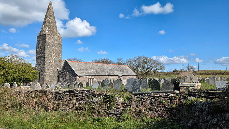 St Germanus at Rame: a church of rough slate and an extensive churchyard