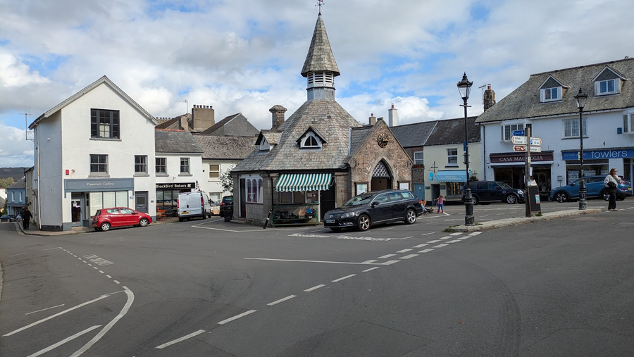 Chagford Square and its octagonal Market House