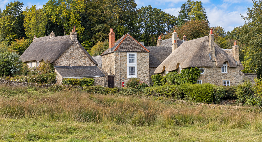 Group of traditional thatched and stone buildings at Thorn
