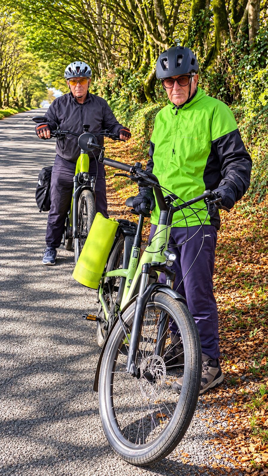 Cyclists on the road near Chillaton
