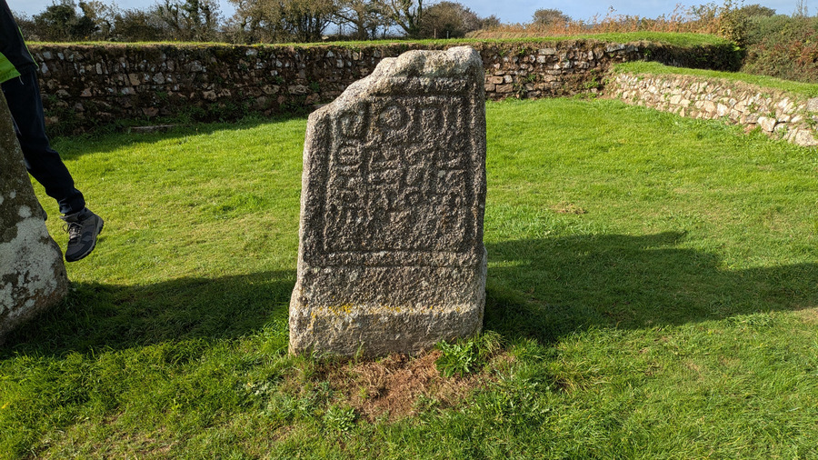 One of the carved stones at the Doniert’s Stone site.