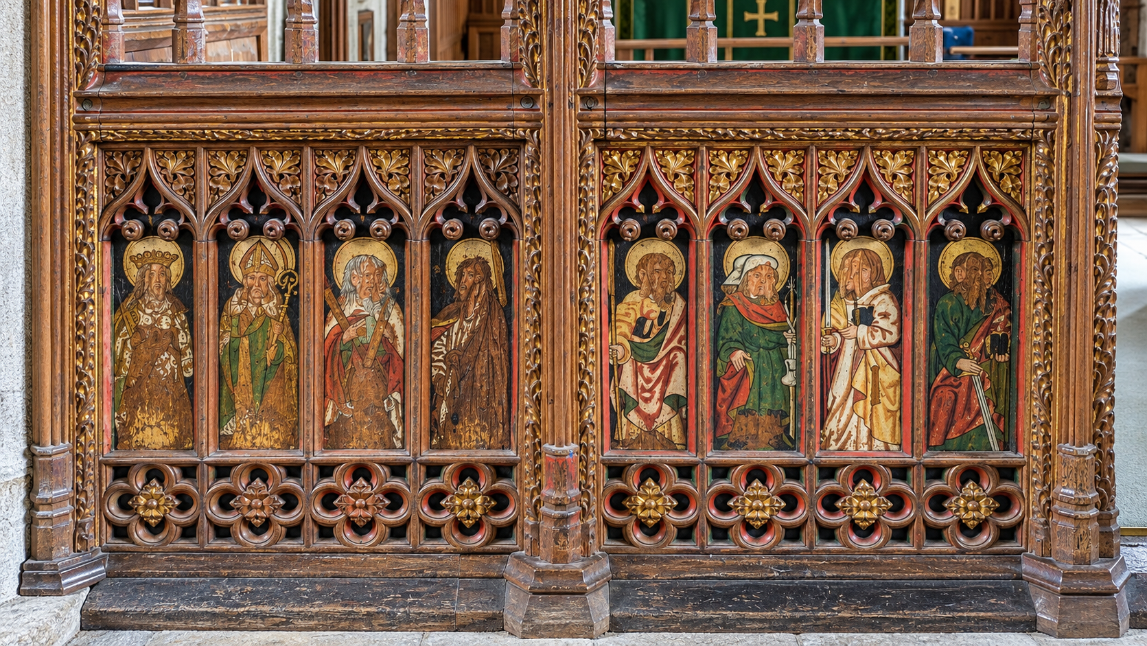 Painted screen detail in St Winifred's Church
