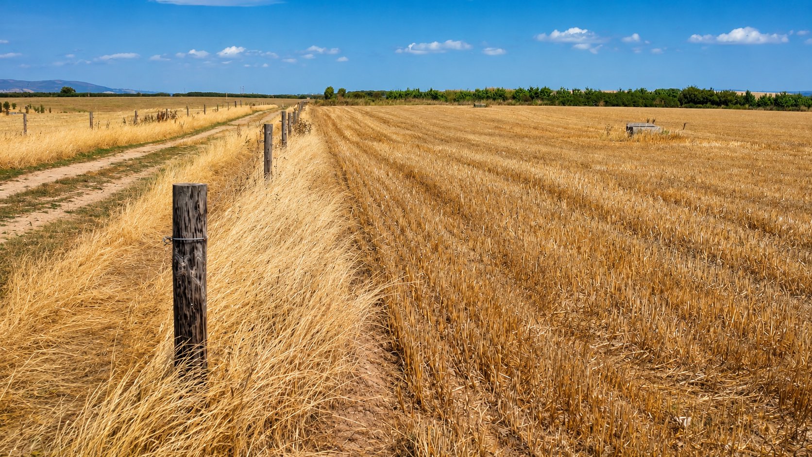 Track across harvested fields
