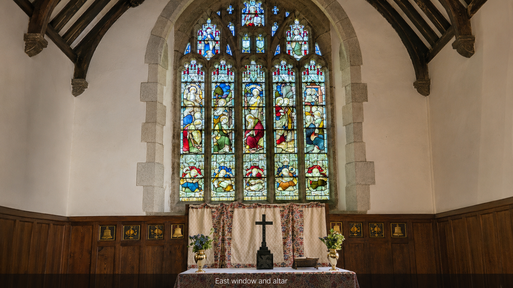 Scenes from the life of Christ in another church window.